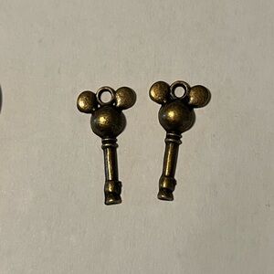 Lot of 2 Vintage Mickey Mouse Disney Style Brass Necklace Charms